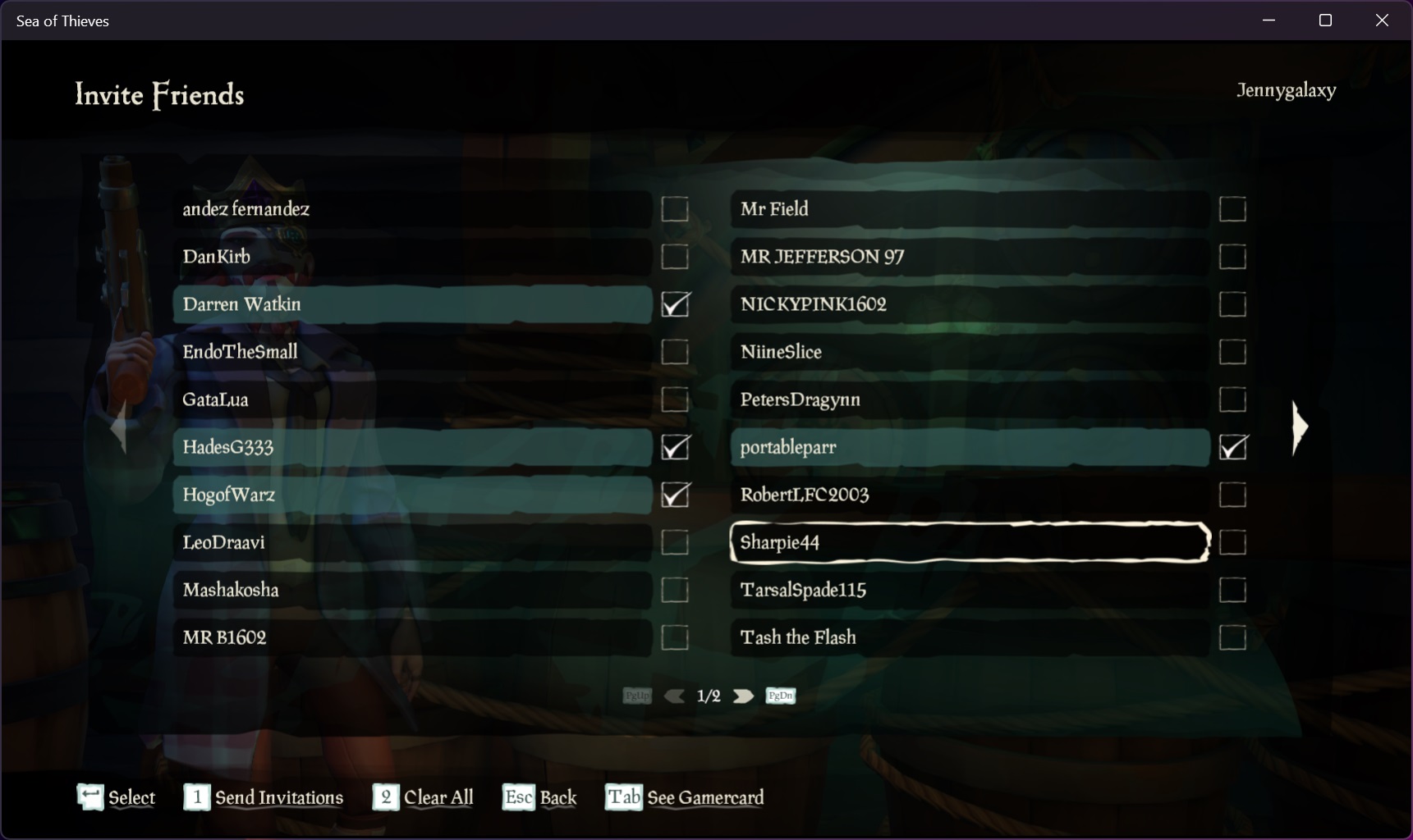 Sea of Thieves Guild Invites screen